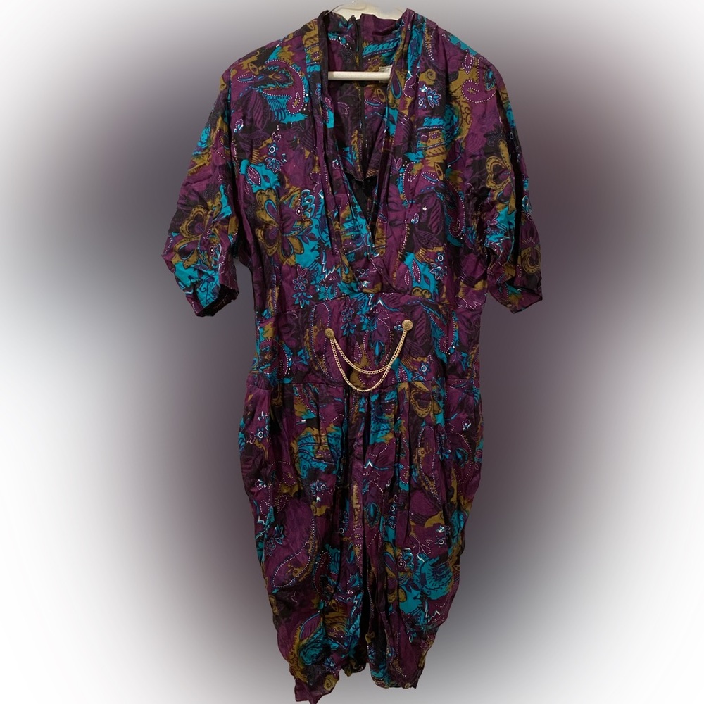 Purple paisley 80s Dress Size 18